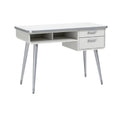 **Technische titel in het Nederlands: Modern wit bureau met lades en open opbergvak**