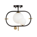 **Moderne Plafondlamp met Glazen Bollen en Sledeframe**