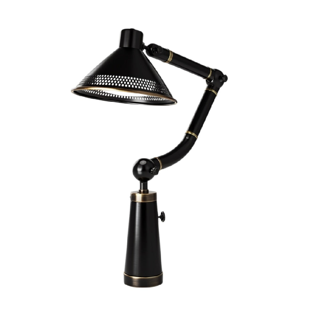 **Technische Titel in het Nederlands: Instelbare Zwart Metalen Bureau Lamp met Conische Kap**