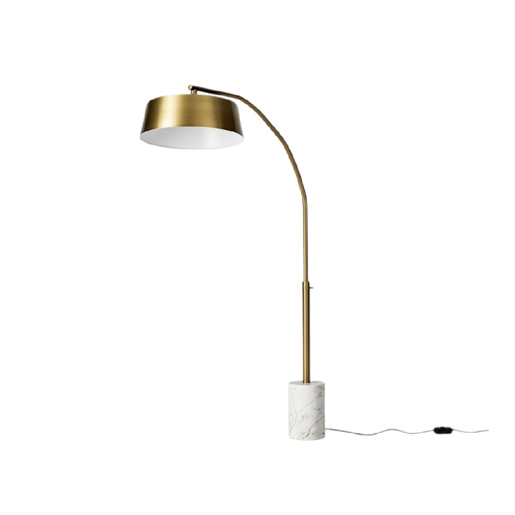**Moderne Bureaulamp met Marmeren Basis en Geborsteld Messing Armatuur**